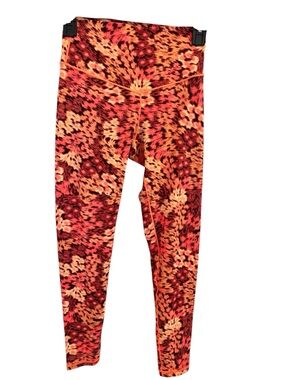 High-Rise Performance Leggings - Red & Orange Floral Print